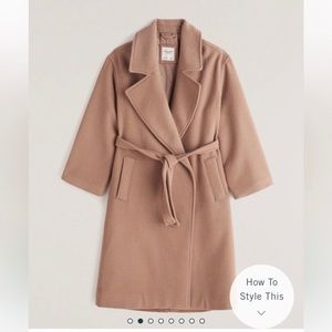Abercrombie & Fitch Slouchy Belted Wool-Blend Coat Brown Camel size XL tall